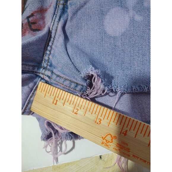 Denim Levi HOT PANTS SHORT Shorts LARGE Cutoff Frayed Hippie Distressed VTG Sz18 - Picture 8 of 8